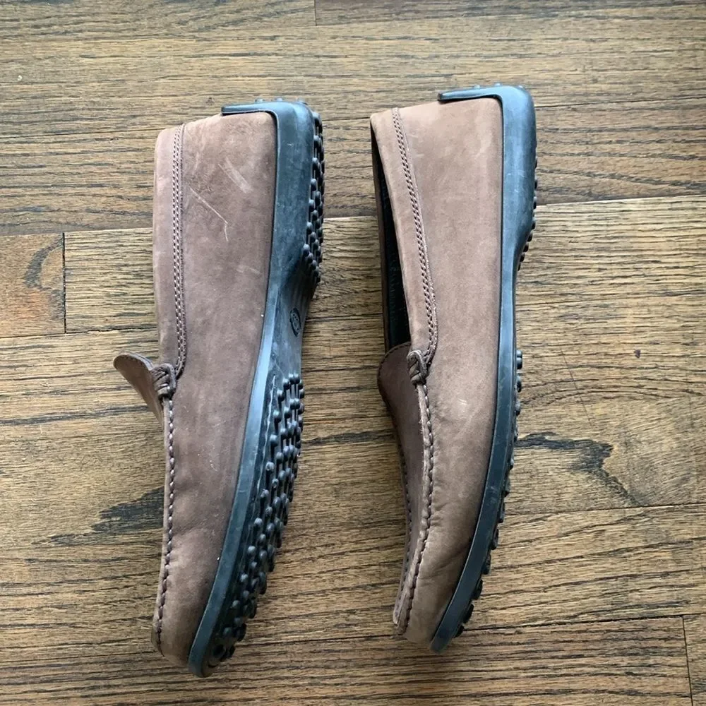 Tod’s brown leather driving shoes pebble rubber sole men’s size 8